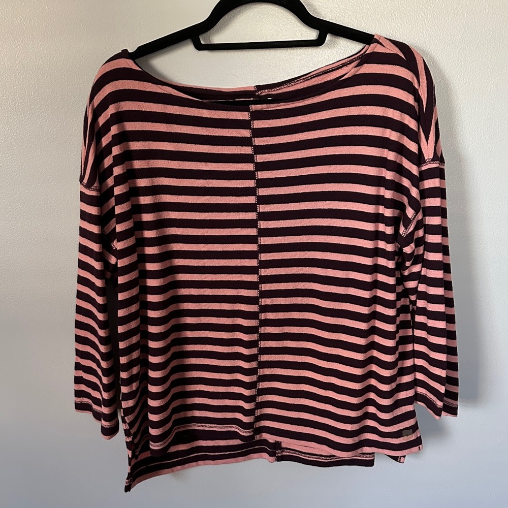 NWOT Lou & Grey LOFT large pink and purple ish striped long sleeve shirt